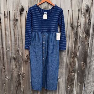 Rabbit Rabbit Rabbit Vintage Long Sleeve Button Front Denim Dress Petite Size 6